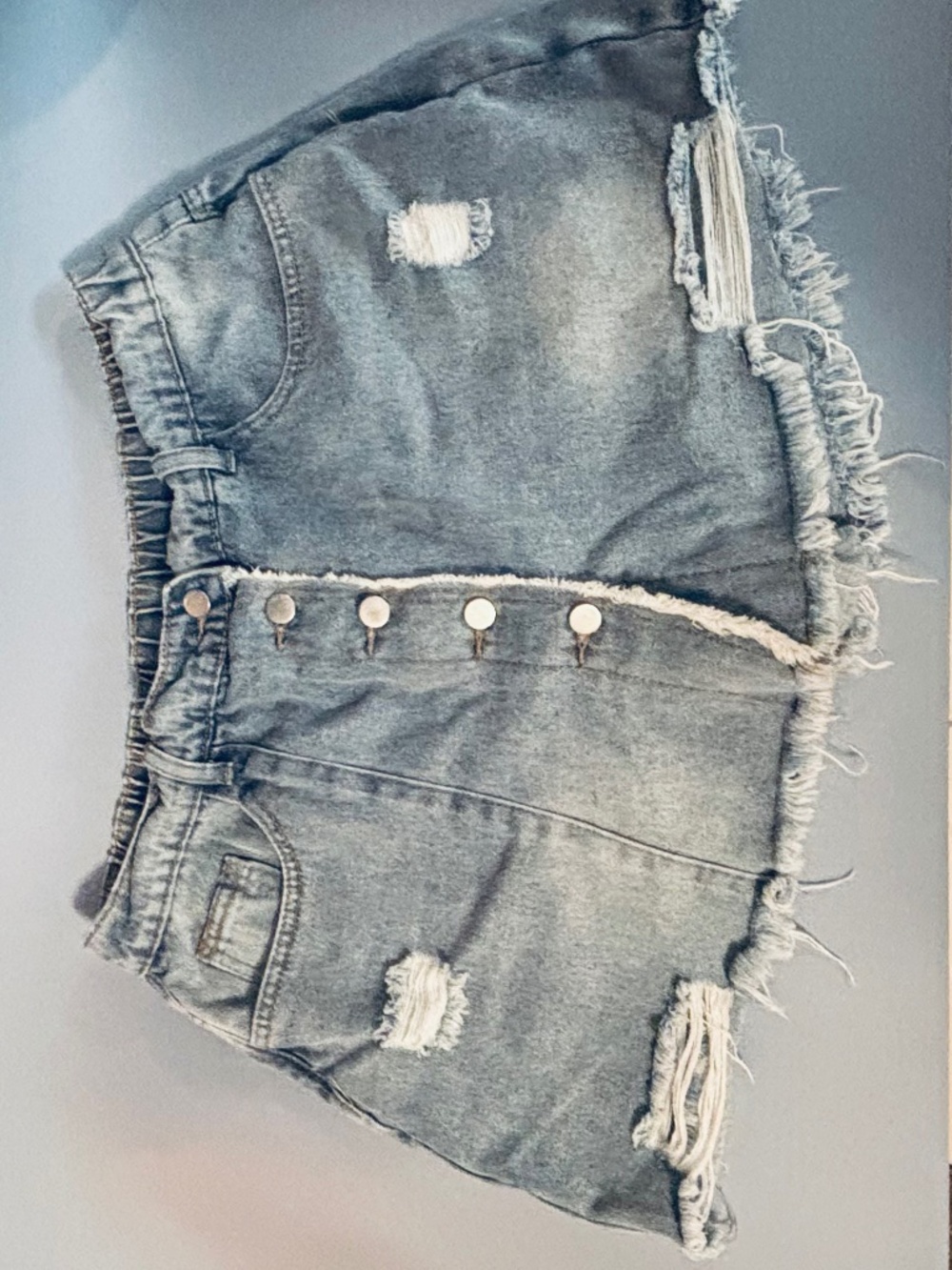 SHEIN Curve Women’s Denim Short Mini Skirt Distressed Blue Sz 1XL